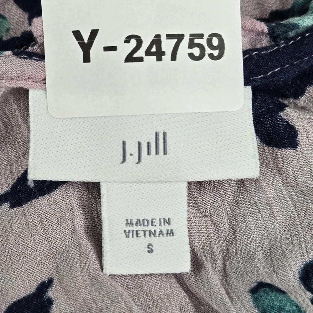 J Jill Women Blouse S‎ Pink Floral V-Neck Pullover